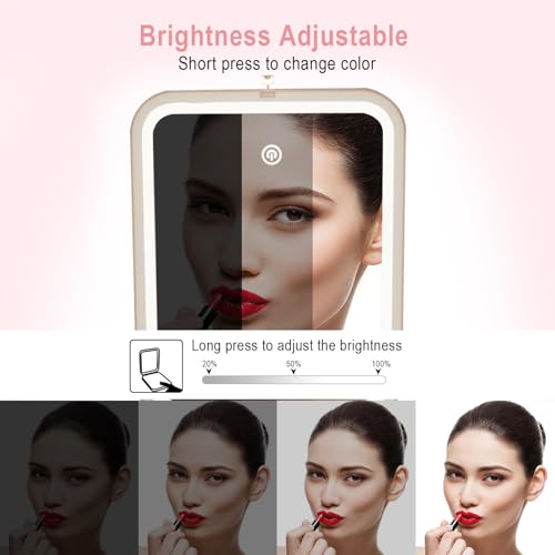 To My Granddaughter Lighted Compact Mirror - Engraved Pocket Makeup Mirror with 3 Color LED Lights - Gift from Grandma