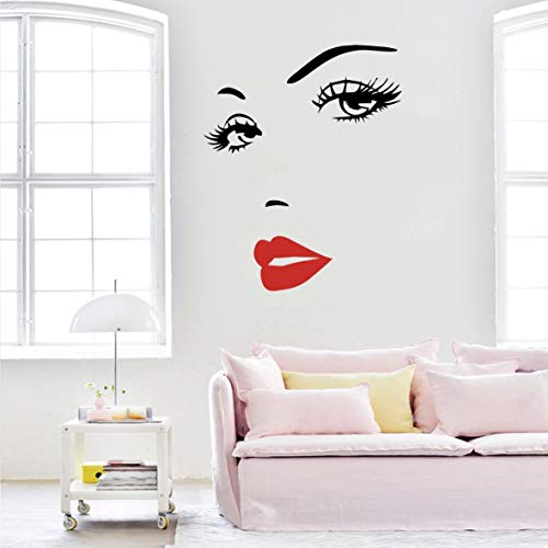 Red Lips Eyelash Wall Decal - Vinyl Sticker for Home Decor