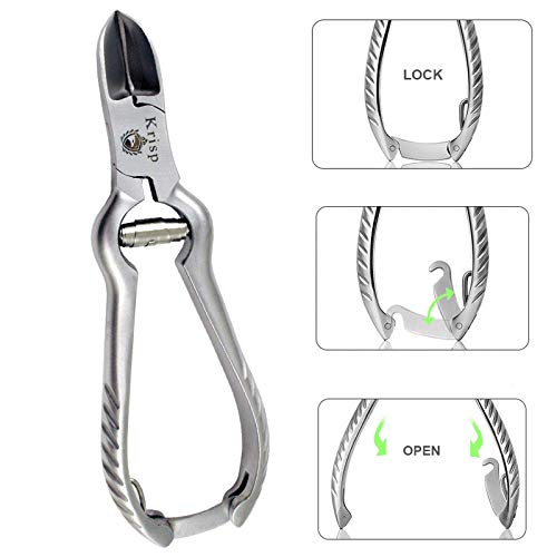 Krisp Beauty Professional Toenail Clippers for Thick Nails - 6.25 Inch Silver
