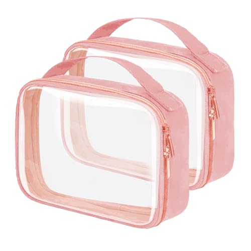 2-Pack Clear Travel Toiletry Bags, TSA Approved Cosmetic Organizer with Handle