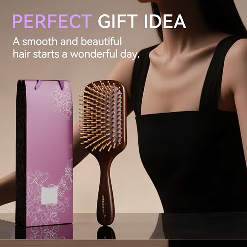 Creative Art Wooden Paddle Hair Brush with Scalp Massage Cushion