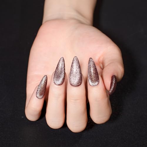 KKUUOO A030 Long Stiletto Press on Nails - 4 Pack Velvet & Gradient Designs, Reusable Acrylic Fake Nails