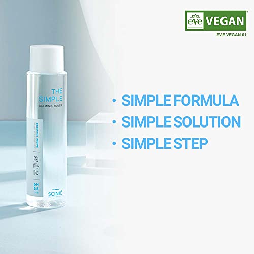 SCINIC Simple Calming Toner - pH 5.5 for Sensitive Skin, Vegan, 4.90 fl oz