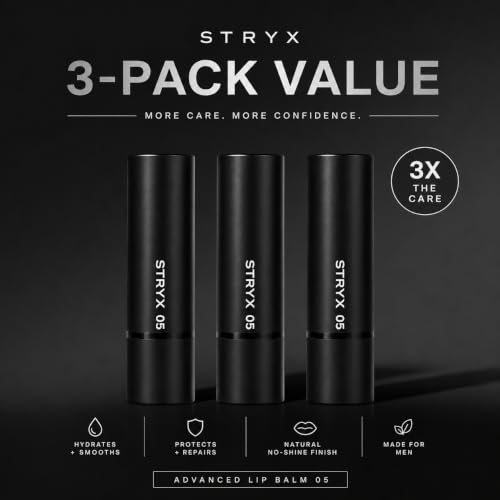 Stryx Advanced Lip Balm for Men - Hydrating, No Shine, 3 Pack