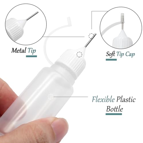 10ml Precision Tip Squeeze Bottles - 10 Pack with Funnels