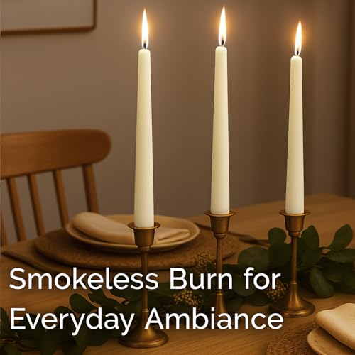 Stonebriar Ivory Taper Candles - 10 Pack, 10" Unscented, 7 Hour Burn