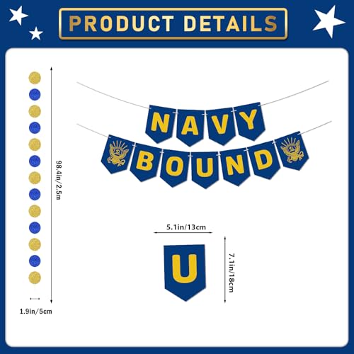 Navy Party Decorations Kit - Banner, Swirls, Pom-Poms & More