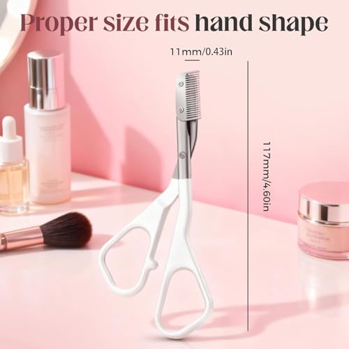 Stainless Steel Eyebrow Trimmer Scissors with Comb for Precision Grooming