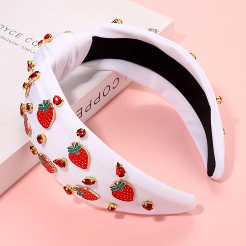 Strawberry Headband for Women - Jeweled Tropical Fruit Hair Accessory