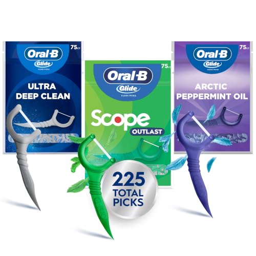 Oral-B Glide Floss Picks Variety Pack - Scope Outlast & Arctic Peppermint, 225ct