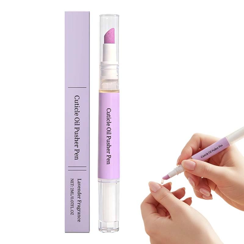 Cuticle Pusher & Nail Oil Pen - 2 in 1 Ceramic Tool for Fingernails & Toenails | Portable Lavender Applicator