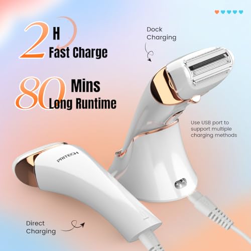 PRITECH Gold & White Rechargeable Women Electric Razor - Portable Lady Shaver