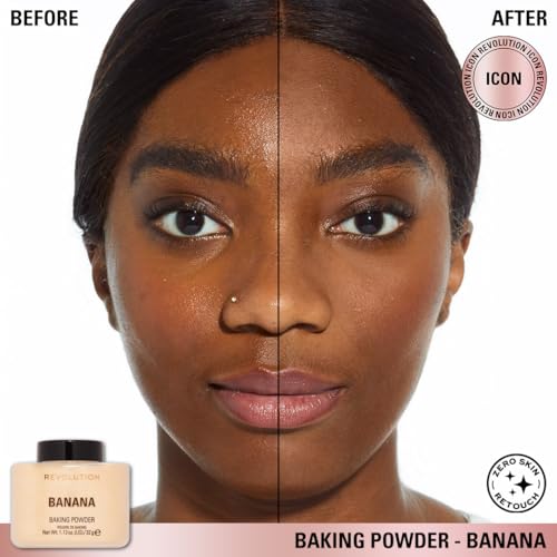 Banana Revolution Beauty Loose Setting Powder 1.12 oz – Banana Face Powder, Long-Lasting Mattifying