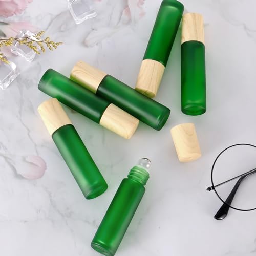 Ellbest 16-Pack Green Frosted 10ml Essential Oil Glass Roller Bottles