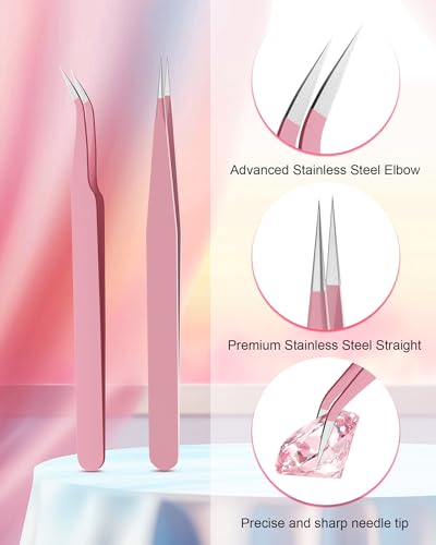 Pink Rhinestone Picker Tool Set with Extra Wax Tips & Tweezers - Difenni