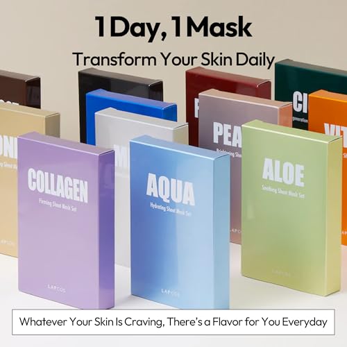 LAPCOS Charcoal Face Mask Pack of 5 - Pore Refining K-Beauty Sheet Masks