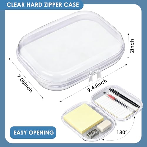 TrueLux 3PCS Clear Hard Plastic Zipper Cases - Model 3M, Durable Waterproof Storage Pouches