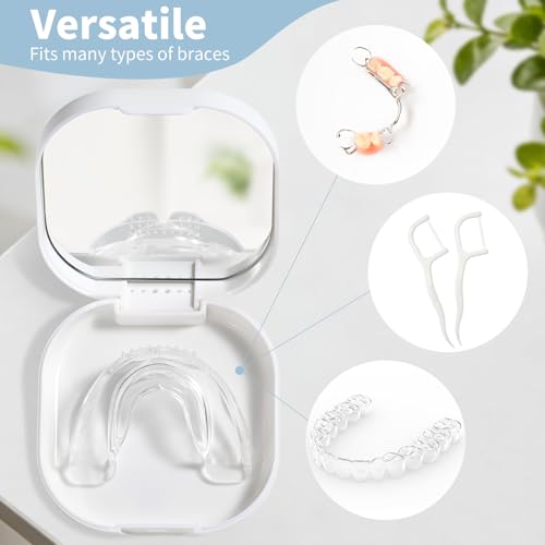 2 Pack Retainer Case with Ventilation and Mirror - Ideal for Mouth Guards & Invisalign