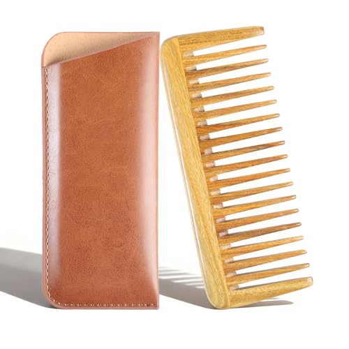 Onedor Natural Green Sandalwood Wide Tooth Comb for Detangling Hair