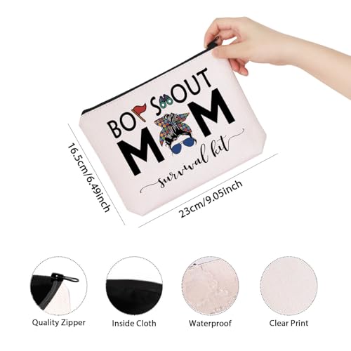 Scout Mom Gift Survival Kit Makeup Bag - Scouting Zipper Pouch for Women