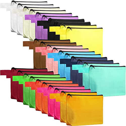 15 Pack Canvas Makeup Bags Bulk - 7.5-Inch Blank DIY Cosmetic Pouches