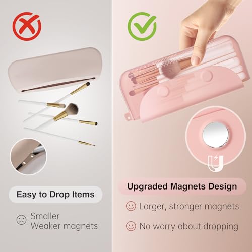 COOL-ANGLE 2-in-1 Magnetic Silicone Makeup Brush & Sponge Case Khaki D01