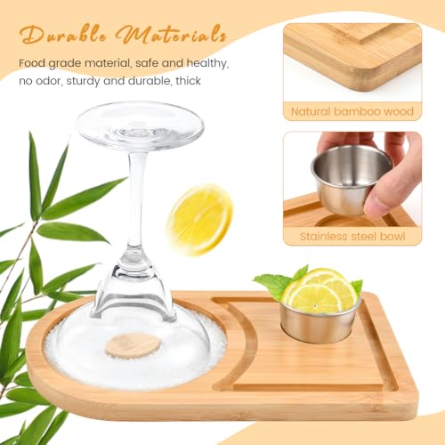 Wood Margarita Salt Rimmer Set with Stainless Steel Bowl