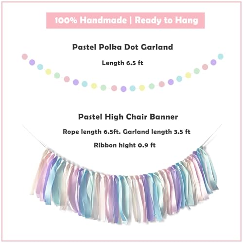 Pastel Rainbow 1st Birthday Party Decorations Set for Girls
