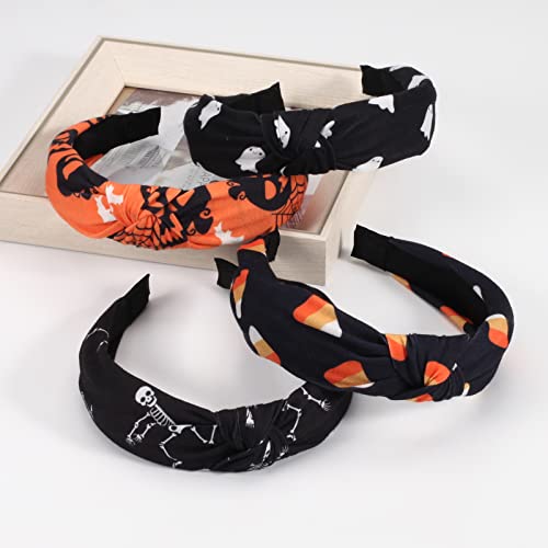 Halloween Headband-C 4 Pack Skeleton Ghost Pumpkin Bat Hairbands for Women & Girls