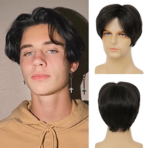 Short Black Wig for Men - Natural Look, Heat Resistant, Adjustable Cap