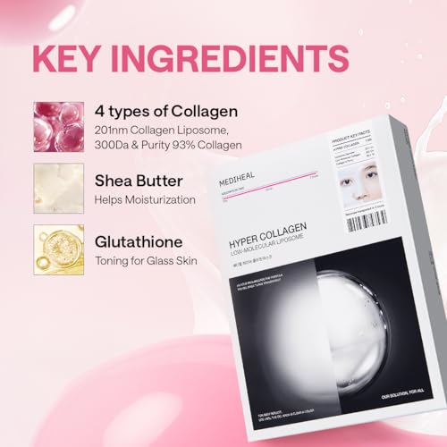 MEDIHEAL Collagen Mask Pack of 4 - Hydrating, Firming & Elasticity Care
