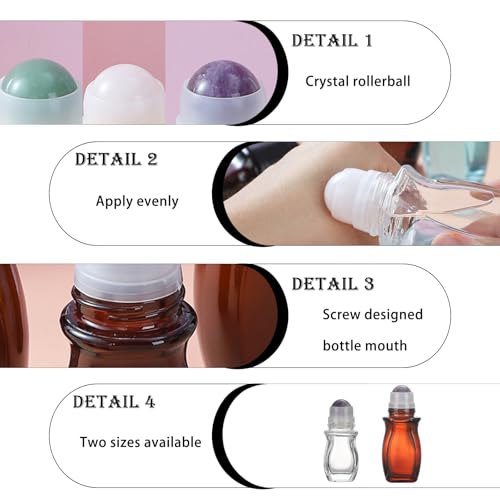 50ml Pink Amber Glass Roll-On Bottles for Essential Oils - 2 Pack