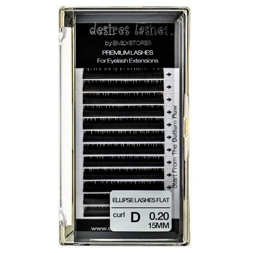 DESIRES LASHES Flat 0.20mm D Curl 15mm Ellipse Lash Extensions - Single Size