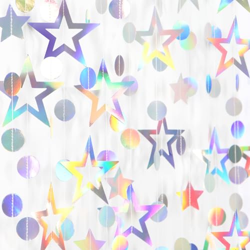 Iridescent Star Garland - 52ft Holographic Party Decorations