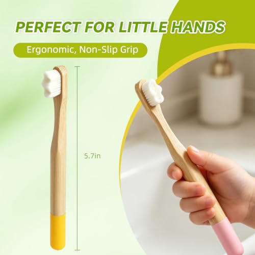 Kids Bamboo Toothbrush 4-Pack - Ultra-Soft Bristles, BPA-Free