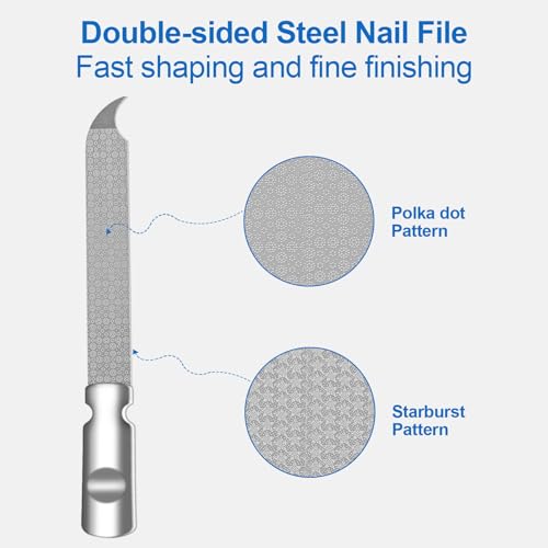 Stainless Steel Nail File with Leather Case - Double Sided Manicure Tool