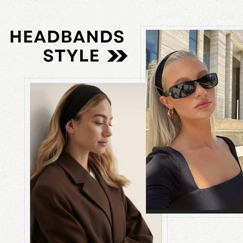 3-Pack Black Cotton Headbands for Women - Non-Slip Sweatbands