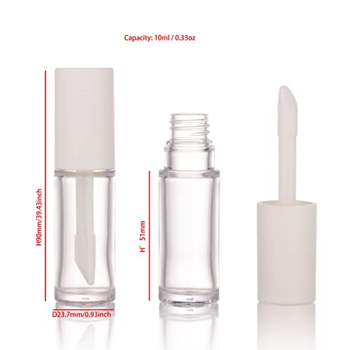 COSIDEA White 15PCS 10ml Lip Gloss Tube Set with Brush Applicator for DIY Lip Products