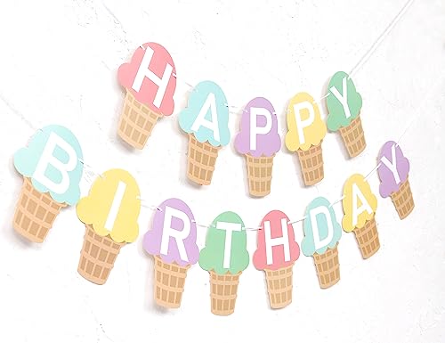Ice Cream Birthday Banner - Happy Birthday Party Decoration
