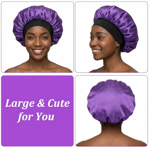 WLLHYF 18 Pcs Multicolored Satin Bonnets for Sleeping - Large Silk Hair Wraps