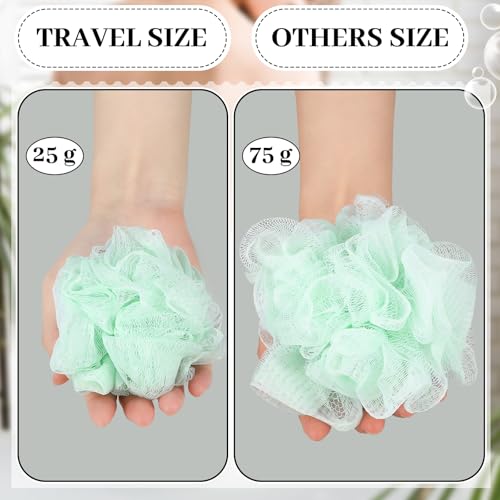 Funnymoom 6 Pcs Travel Size Mesh Shower Loofahs with Resealable Bags