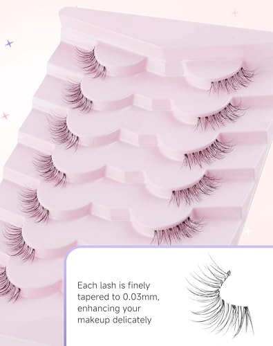 Easeful Half Lashes Natural Corner Eyelashes Wispy Look 3/4-01 (8-13mm)