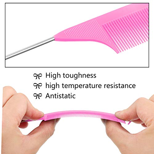 Patelai 6 Pack Pink Parting Combs Set for Braiding & Styling – Salon & Home