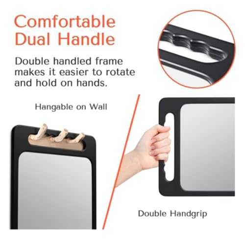 Large Rectangular Handheld Mirror with Double Handles - Professional Salon