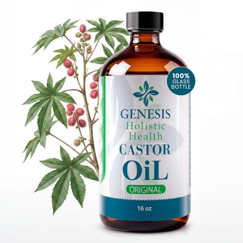 Genesis Holistic Health Organic Castor Oil 16oz Cold Pressed Hexane-Free for Hair & Skin