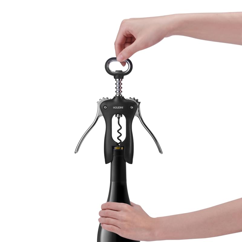 Houdini Wing Corkscrew Wine Opener - Stainless Steel, Non-Stick Design