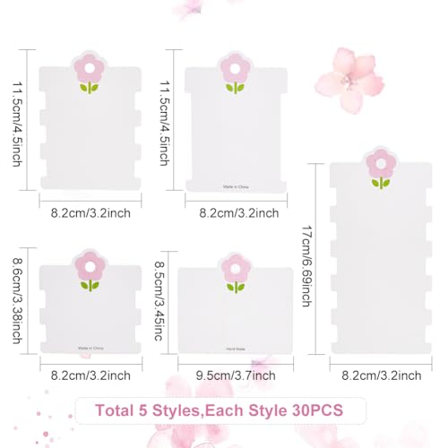 150Pcs Hair Clip Display Cards - White Cardboard Holders for Hair Accessories