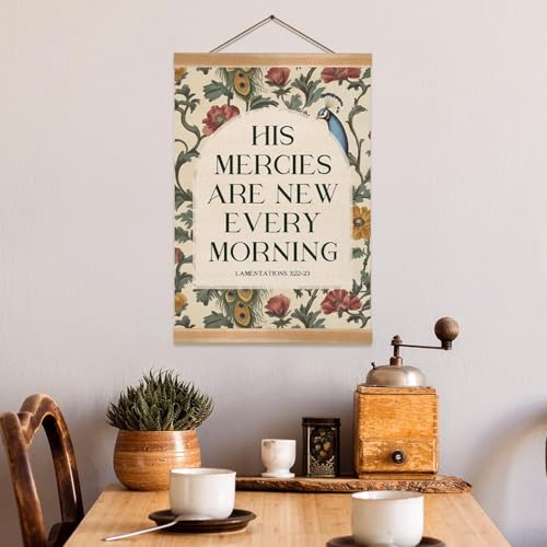 Christian Wall Art Poster - Bible Verse 'His Mercies Are New' 12x16