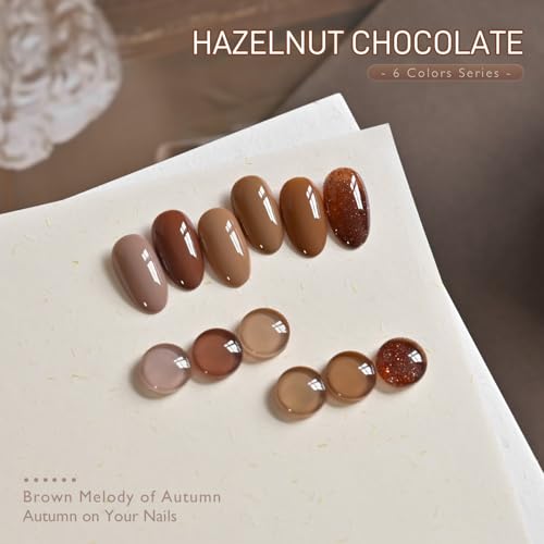 GAOY 6-Color Hazelnut Chocolate Gel Nail Polish Set