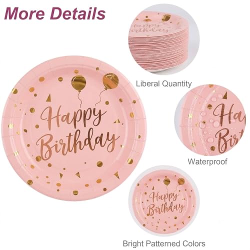 Pink & Gold Polka Dot Paper Plates - 7" | 50ct Party Supply
